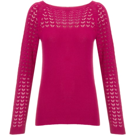 AMBICIONE - BLUSA TRICOT TRABALHO VAZADO - PINK