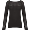 AMBICIONE - BLUSA TRICOT TRABALHO VAZADO - PRETO
