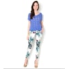 AMBICIONE - CALÇA COTTON ESTAMPA FLORAL - BRANCO
