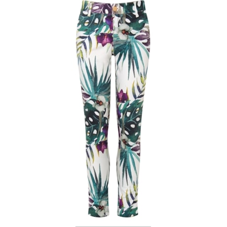 AMBICIONE - CALÇA COTTON ESTAMPA FLORAL - BRANCO