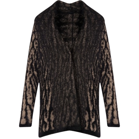 AMBICIONE - CASACO TRICÔ JAQUARD SOFT ABERTO - PRETO AMBICIONE - CASACO TRICÔ JAQUARD SOFT ABERTO - PRETO
