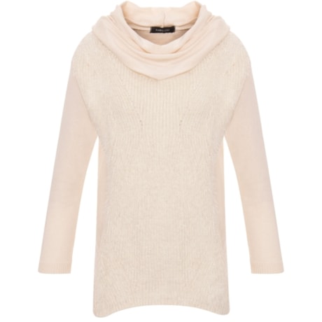 AMBICIONE - PULL TRICOT GOLA BOBA COM DETALHE SOFT - CRU