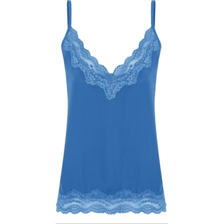 AMBICIONE - REGATA UNDERWEAR RENDA NO DECOTE - AZUL