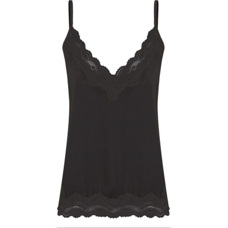 AMBICIONE - REGATA UNDERWEAR RENDA NO DECOTE - PRETO