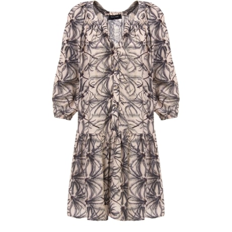 AMBICIONE - VESTIDO BLUSADO ESTAMPA COQUEIRO - BEGE AMBICIONE - VESTIDO BLUSADO ESTAMPA COQUEIRO - BEGE