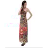 AMBICIONE - VESTIDO LONGO ESTAMPADO COLAR DECOTE - LARANJA