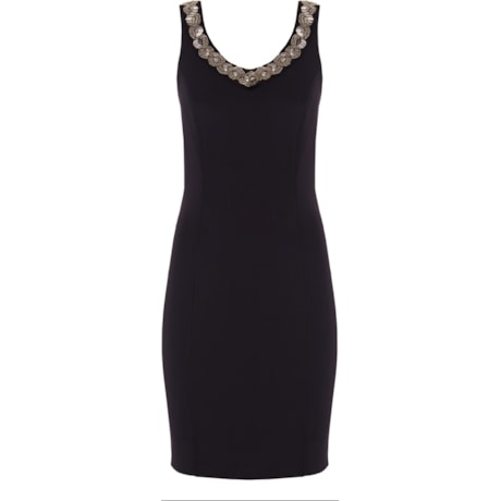 AMBICIONE - VESTIDO TUBO PRENE DEC. BORDADO - PRETO