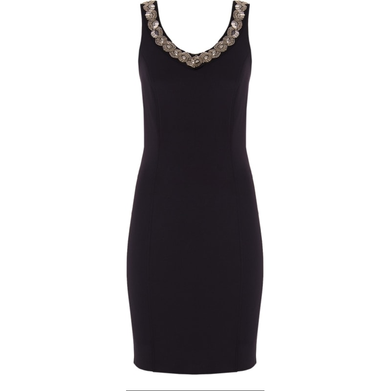 AMBICIONE - VESTIDO TUBO PRENE DEC. BORDADO - PRETO