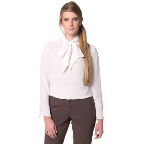 AMÍSSIMA - BLUSA CHIFFON GOLA LAÇO - BRANCO AMÍSSIMA - BLUSA CHIFFON GOLA LAÇO - BRANCO