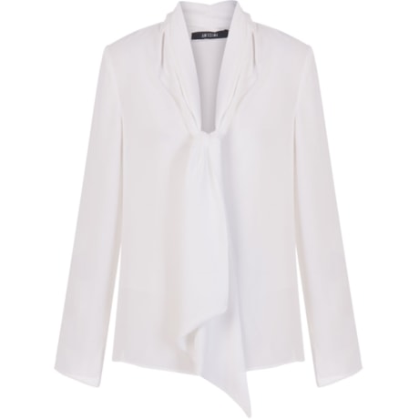 AMÍSSIMA - BLUSA CHIFFON GOLA LAÇO - BRANCO AMÍSSIMA - BLUSA CHIFFON GOLA LAÇO - BRANCO