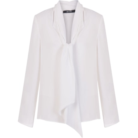 AMÍSSIMA - BLUSA CHIFFON GOLA LAÇO - BRANCO