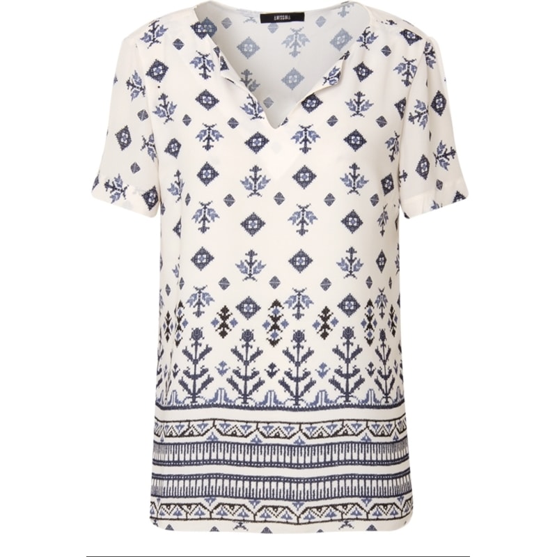 AMÍSSIMA - BLUSA CREPE PRINT PONTO CRUZ KATY - MARINHO