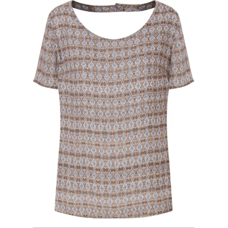 AMISSIMA - BLUSA CREPE T-SHIRT GRAVATARIA M/C - KHAKI