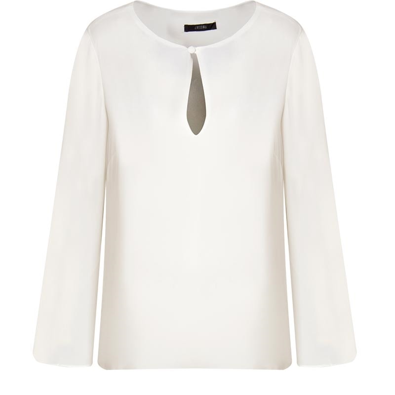 AMISSIMA - BLUSA SHIFFON LISO C/FAIXA M/L SINO - OFF WHITE