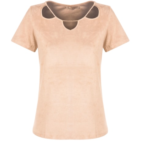 AMÍSSIMA - BLUSA SUEDE DECOTE VAZADO - KHAKI