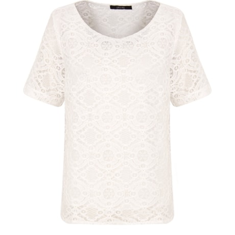 AMISSIMA - BLUSA T-SHIRT RENDA M/C - OFF WHITE