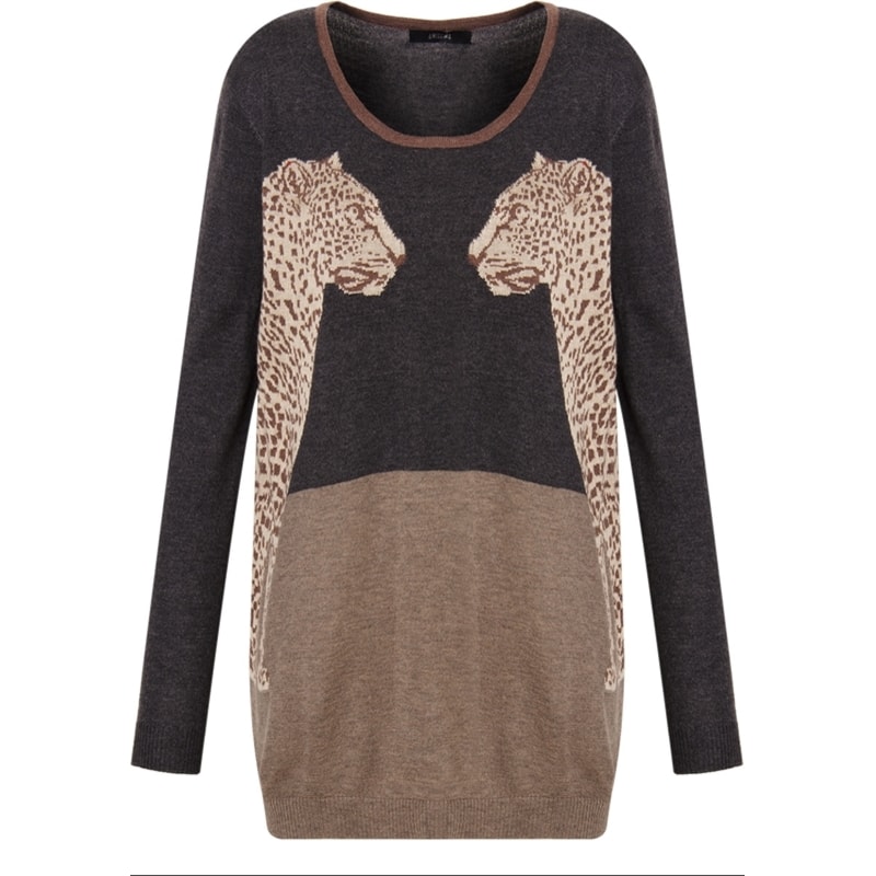 AMISSIMA - BLUSA TRICOT ESTAMPA ONÇA - CINZA