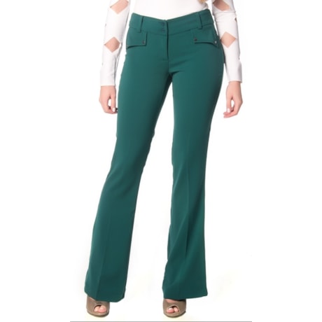 AMÍSSIMA - CALÇA ALFAIATARIA FLARE DOIS BOLSOS - VERDE