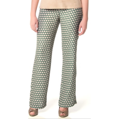 AMÍSSIMA - CALÇA FLARE CREPE ESTAMPA GEOMÉTRICA - VERDE AMÍSSIMA - CALÇA FLARE CREPE ESTAMPA GEOMÉTRICA - VERDE