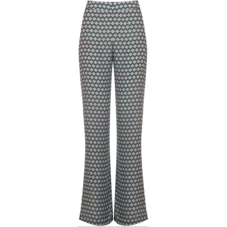 AMÍSSIMA - CALÇA FLARE CREPE ESTAMPA GEOMÉTRICA - VERDE AMÍSSIMA - CALÇA FLARE CREPE ESTAMPA GEOMÉTRICA - VERDE