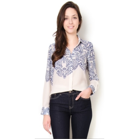AMISSIMA - CAMISA CREPE ESTAMP. CASHMERE M/L - OFF WHITE