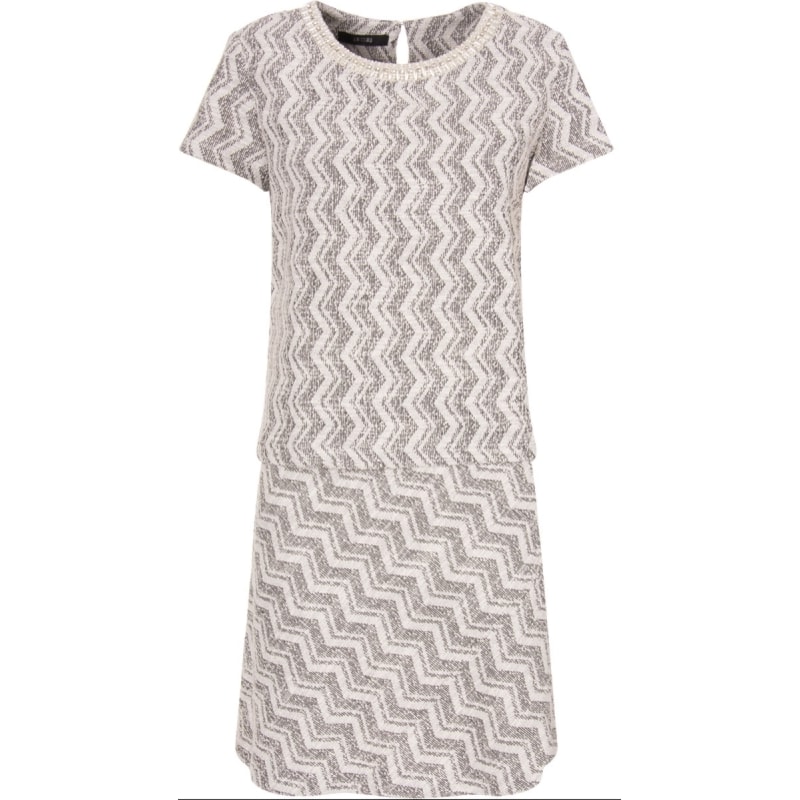 AMISSIMA - CONJUNTO BLUSA E SAIA TWEED DECOTE BORDADO - OFF WHITE