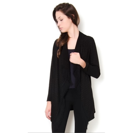 AMISSIMA - KIMONO TRICOT LISTRA LUREX DET. FRANJA - PRETO AMISSIMA - KIMONO TRICOT LISTRA LUREX DET. FRANJA - PRETO