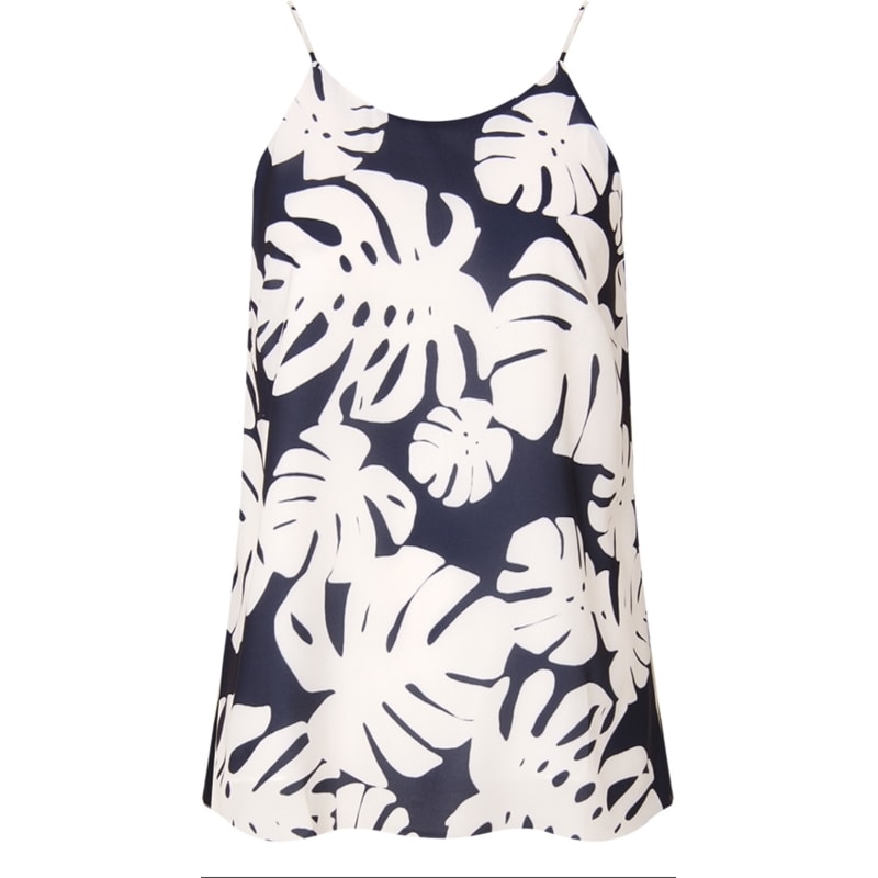 AMISSIMA - REGATA CHIFFON ESTAMPADA ALÇA FINA - MARINHO