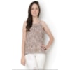 AMISSIMA - REGATA CHIFFON ESTAMPADA ALÇA FINA - MARROM