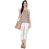 AMISSIMA - REGATA CHIFFON ESTAMPADA ALÇA FINA - MARROM