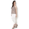 AMISSIMA - REGATA CHIFFON ESTAMPADA ALÇA FINA - MARROM
