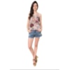 AMISSIMA - REGATA DE CHIFFON ESTAMPADA ALÇA FINA - ROSÊ