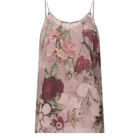 AMISSIMA - REGATA DE CHIFFON ESTAMPADA ALÇA FINA - ROSÊ