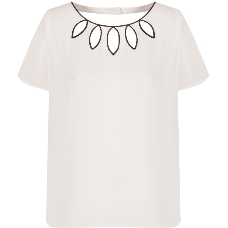 AMISSIMA - T-SHIRT CHIFFON DECOTE VAZADO - OFF WHITE