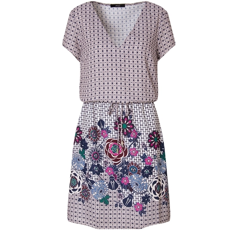 AMÍSSIMA - VESTIDO BLUSADO BARRADO FLORAL FLOWER - AZUL
