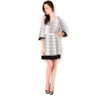 AMISSIMA - VESTIDO BLUSADO CREPE ÉTNICA PONTO CRUZ M 3/4 - P&B
