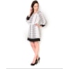 AMISSIMA - VESTIDO BLUSADO CREPE ÉTNICA PONTO CRUZ M 3/4 - P&B