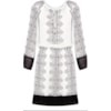 AMISSIMA - VESTIDO BLUSADO CREPE ÉTNICA PONTO CRUZ M 3/4 - P&B