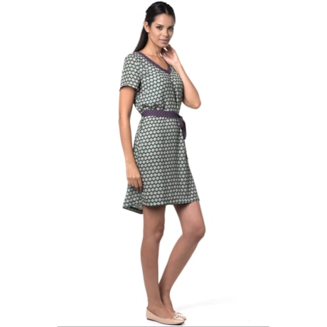 AMÍSSIMA - VESTIDO CHIFFON ESTAMPA GRÁFICA - VERDE