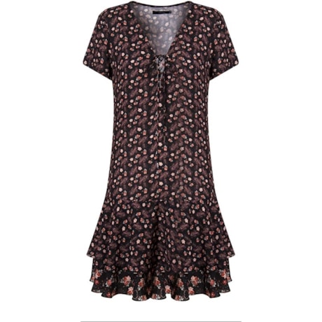 AMISSIMA - VESTIDO CREPE EST.MIX DEC. AMARRAÇÃO PAISLEY - PRETO