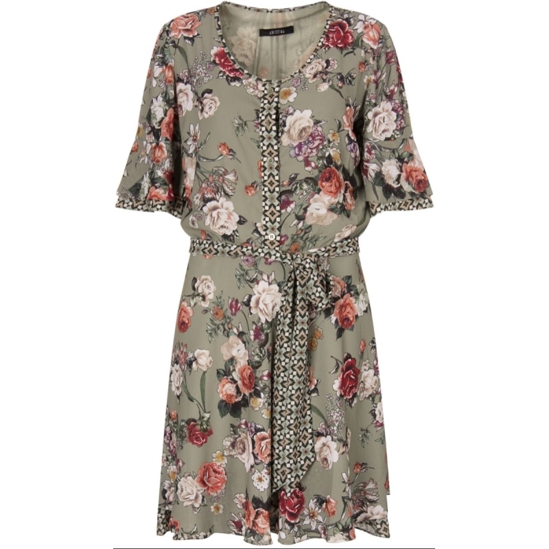 AMISSIMA - VESTIDO FLORAL COM GRAVATARIA - VERDE