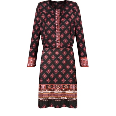 AMISSIMA - VESTIDO JERSEY EST.GRAVATARIA BOTÕES FRENTE - PRETO