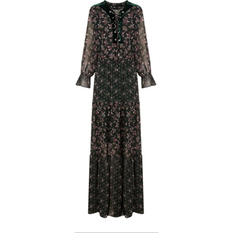AMISSIMA - VESTIDO LG CHIFFON ESTAMPA MIX FLORAL M/L - VERDE