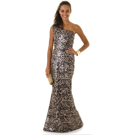 AMISSIMA -  VESTIDO LG PAETE CROCO - MARROM