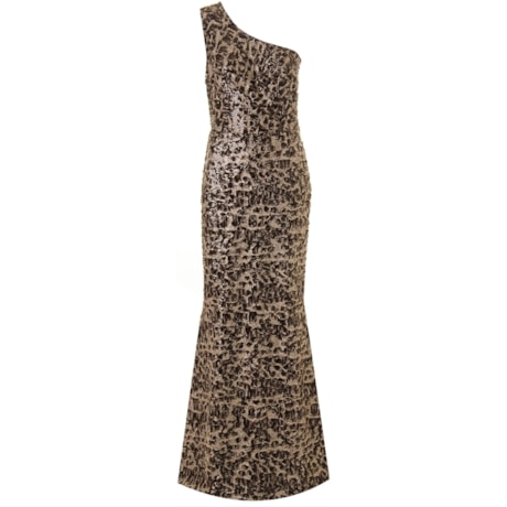 AMISSIMA -  VESTIDO LG PAETE CROCO - MARROM