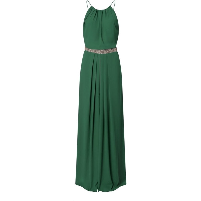 AMISSIMA - VESTIDO LONGO ALÇA FINA CREPE COM CINTURA BORDADA - VERDE AMISSIMA - VESTIDO LONGO ALÇA FINA CREPE COM CINTURA BORDADA - VERDE