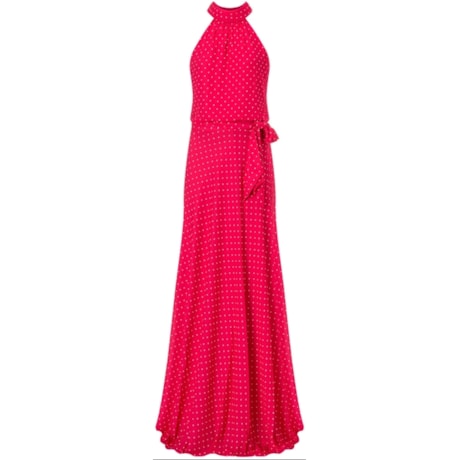 AMÍSSIMA - VESTIDO LONGO DE FESTA CHIFFON DECOTE COLEIRA ESTAMPADO - PINK AMÍSSIMA - VESTIDO LONGO DE FESTA CHIFFON DECOTE COLEIRA ESTAMPADO - PINK
