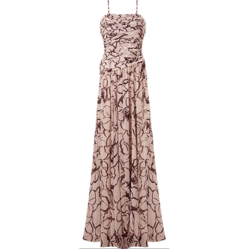 AMISSIMA - VESTIDO LONGO SHIFFON ESTAMPADO - SALMÃO