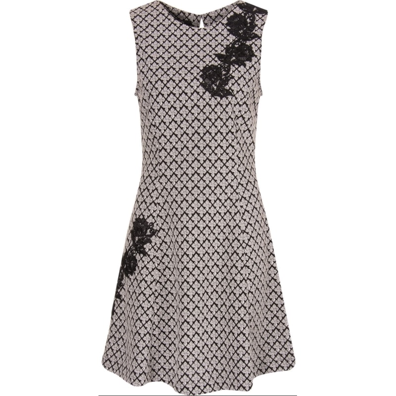 AMISSIMA - VESTIDO MALHA JAQUARD COM GUIPIR - P&B