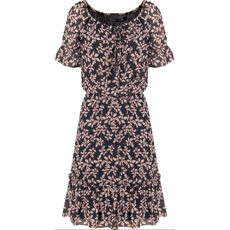AMISSIMA - VESTIDO SHIFFON FLORAL OMBRO A OMBRO - MARINHO